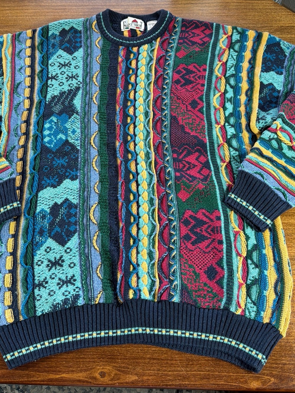 Vintage Florence Tricot Coogi-like Colorful Patterned Crewneck Sweater - Multi